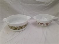 2 Pyrex Casserole Dishes.  Largest 9 1/4 inches