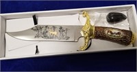 Collectible Deer Wildlife Scene Knife w/ Stand
