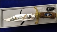 Collectible Eagle Wildlife Scene Knife w/ Stand