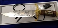 Collectible Deer Wildlife Scene Knife w/ Stand