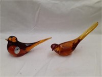 2 Pilgrim Glass Birds. 6 1/2 inches long