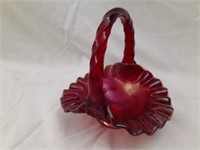 Fenton Carnival Glass Basket 5 1/4 inches tall