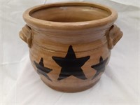 Large Stoneware Pot w/ Stars 7 1/2" Tall
