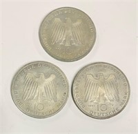 3 Silver 10 Deutschmark 1000 Year Potsdam Coin