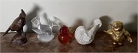 Art glass & porcelain birds