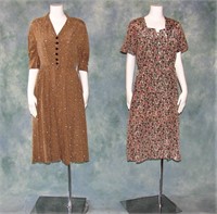 2 1950s Rayon Dresses, As-Is