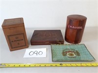 Cigar Boxes and Glass Tray