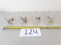 4 Vintage Whiskey Glasses - Water Fowl / Ducks