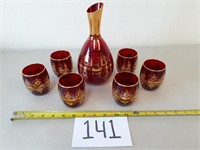 Venetian Gold / Red Glass Decanter Set (No Ship)