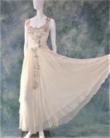 Vintage Cream Beaded Gown Dress