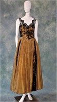 1950s Gold Lame and Lace Gown