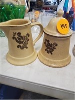 VINTAGE PFALTZGRAFF PITCHER AND CANISTER