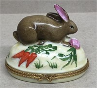 Rabbit trinket box hand-painted for Tiffany and