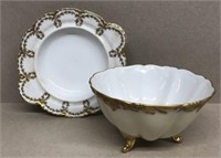 Limoges France footed bowl and plate
