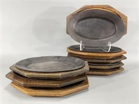 Steak "Sizzle" Plates w/Wooden Holders(Trivets)