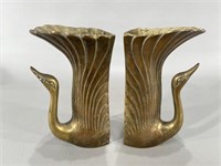 Art Deco Brass Swan Vase / Book Ends