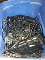 TOTE OF COMPUTER PARTS - KEYBOARDS ETC