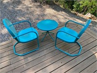 (2) Metal Chairs & Table