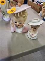 LARGE AND SMALL HEAD VASES