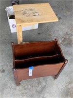 Rolling Magazine Holder & Wooden Table