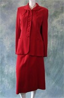 1950s Red Pencil Skirt Suit