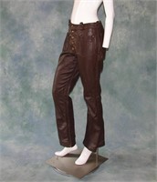 Vintage Brown Leather Low Rider Pants