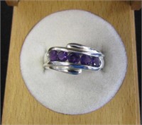 925 Silver Amethyst Ring Size 6.25