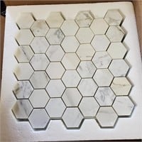 White Marble Hexagon Mosaic Tile, 5 Sheets