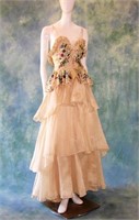 1940s Designer Beaded Silk Gown