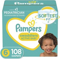 Pampers Swaddlers Baby Diapers Size 6, 108 Count