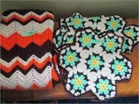 Afgan Throw & crochet table mats