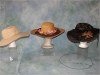 3 Edwardian Hats, Silk Flower