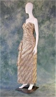 1980s Victor Costa Strapless Metallic Gown
