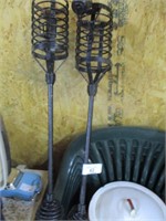 2 CAST IRON TIKI TORCH HOLDERS