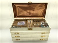 Jewelry box with assorted jewelry and findings