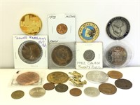 Assorted medals, tokens and more