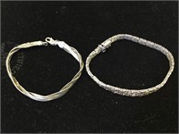Pr Sterling Silver Bracelets - 1 is repaired -