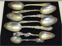 Antique Sterling Spoons - Chased and Engraved -