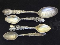 Antique Sterling Souvenir Spoons - 61.7g TW