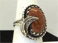 Sterling Silver SW Ring with Coral - size