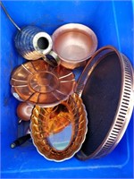 large lot of copper dishes