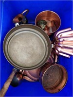 large lot of copper dishes