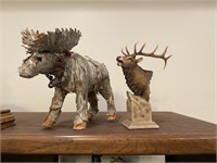 Moose and Elk Sculptures