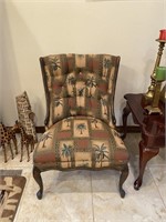 Palm Pattern Upholstered Slipper Chair