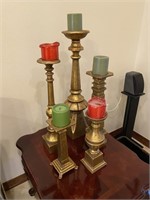Gold Tone Pillar Candle Holders