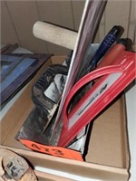 FLAT OF MISC. DRYWALL TOOLS & CONTAINER