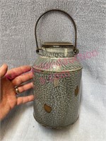 Antique lunch bucket (grey enamelware)