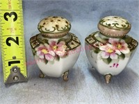 Old Asian hand painted shakers set