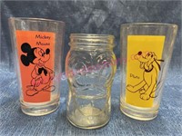 (2) Mickey Mouse glasses & Donald Duck jar