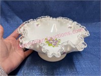 Fenton hand painted silver crest candy dish